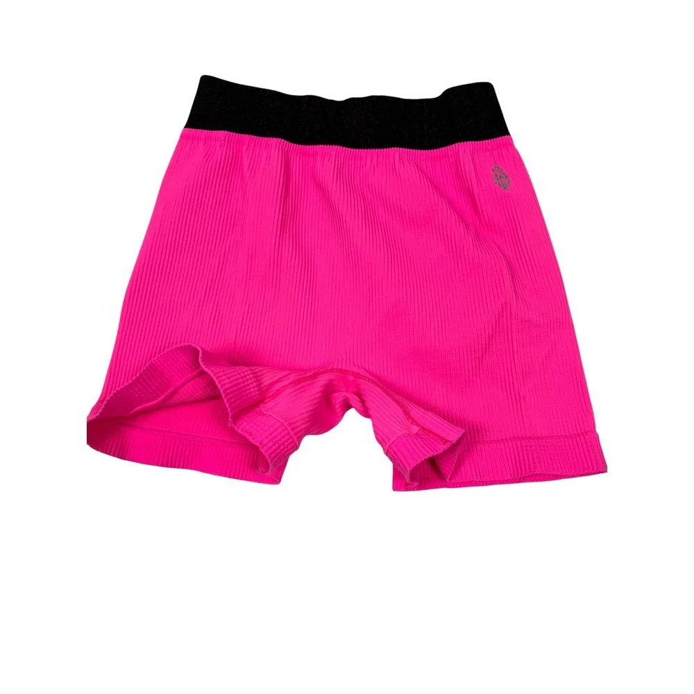 Free People Movement Neon Pink Ribbed Biker Shorts Seamless M/L